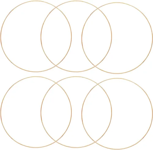 Miniatura 8 de Auvoau Paquete de 6 aros de metal de 4 pulgadas para manualidades, corona de macramé floral para atrapasueños, decoración de boda y manualidades