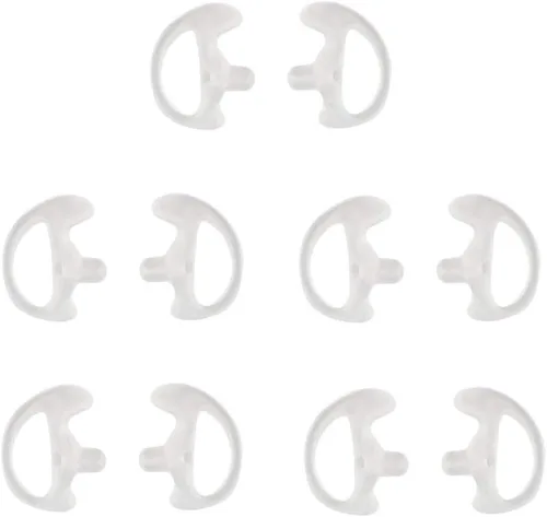 Miniatura 8 de Molde de oreja de radio de dos vías de repuesto de silicona suave para audífonos de tubo de bobina acústica (color negro, 5 pares pequeños)