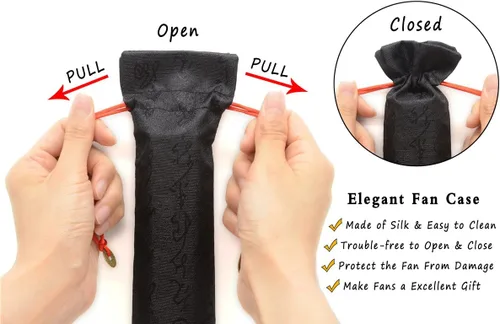 Miniatura 3 de OMyTea Ventilador de mano plegable grande de bambú para hombres y mujeres, ventilador de mano chino japonés de Kung Fu Tai Chi con funda de tela
