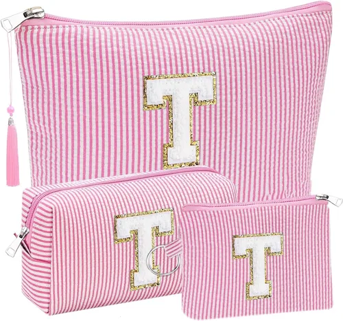 Miniatura 42 de Regalos Iniciales Bolsitas de Cosméticos de Viaje Juegos para Cartera, 3pcs Bolsitas Stoney Clover Dupes Bolsa de Maquillaje, Juego de Bolsas