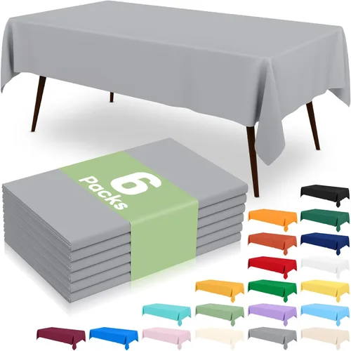 Miniatura 11 de misaya 6 paquetes de manteles de plástico desechables, 54 x 72 pulgadas mantel rectangular impermeable, cubiertas de mesa decorativas a prueba