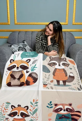 Miniatura 5 de Regalos personalizados para bebés y niñas: adorable manta de mapache con nombre personalizado, compañero cómodo para uso diario y viajes, divertidos