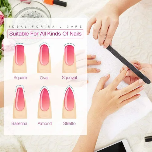 Miniatura 2 de 15 limas de uñas y pulidor con caja de almacenamiento, kit profesional de manicura y pedicura, bloque de tampón blanco, reutilizable, lima de uñas