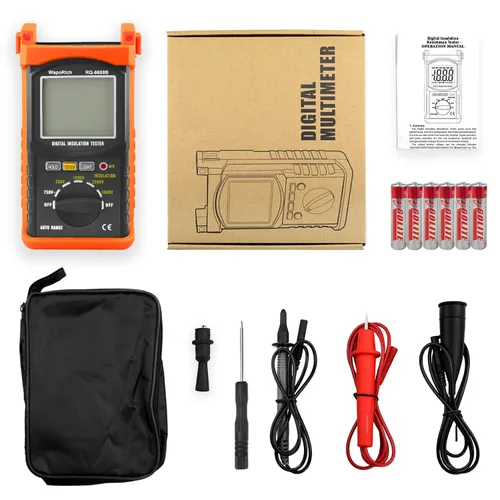 Miniatura 7 de Megohmmeter 200 Gig Ohm - Probador de resistencia de aislamiento digital de 500 V/1 kV/2.5 kV/5 kV, voltaje de rango automático, probador