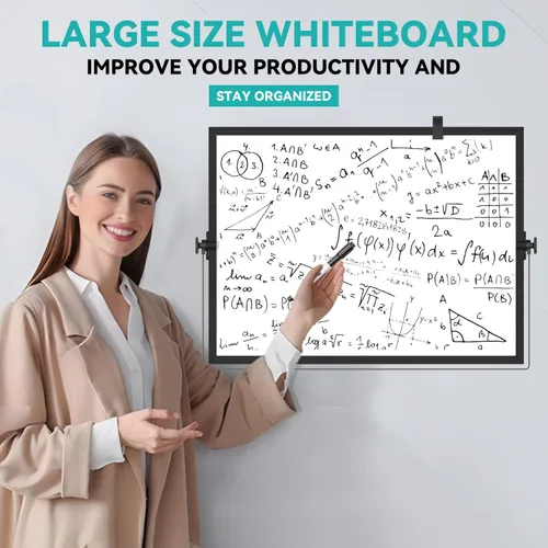 Miniatura 6 de Pizarra Blanca de Borrado en Seco, Pizarra Blanca Magnética de Escritorio Cazeyoo de 16 x 12 pulgadas con Soporte, 10 Marcadores, 4 Imanes y 1