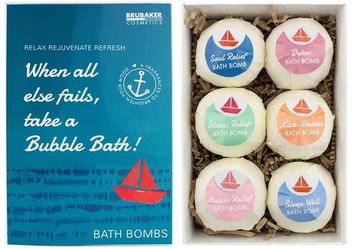 Miniatura 12 de BRUBAKER Set de regalo de bombas de baño "Day & Night" – 6 gaseosos de baño de lujo hechos a mano – Todos los ingredientes naturales, veganos