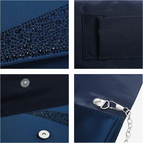 Miniatura 4 de Dasein Bolsos de noche de satén con diamantes de imitación para mujer, bolso de mano brillante con purpurina brillante para fiesta, boda, cóctel