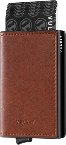 Miniatura 7 de VULKIT Tarjetero RFID Bloqueo de Cuero Automático Pop Up Cartera Aluminio Slim Pocket Tarjeta de Visita