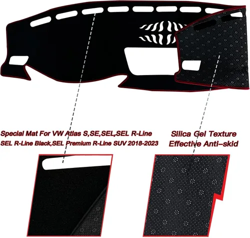 Miniatura 2 de Funda para salpicadero interior compatible con Volkswagen Atlas SUV S SE SEL y SEL Premium 2018-2023 Protector de rayos UV (borde negro)