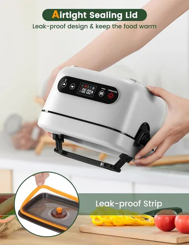 Miniatura 7 de Fiambrera eléctrica inalámbrica, 1.2 L, alimentada por batería, 100 W, 24000 mAh, recargable, portátil, calentador de alimentos autocalentable