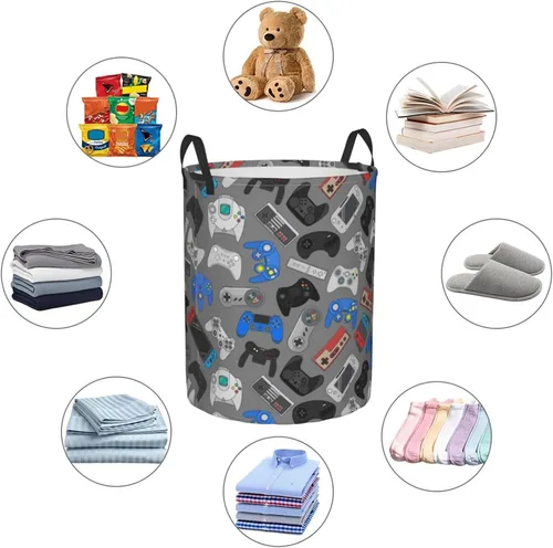 Miniatura 6 de Controlador de videojuegos con fondo gris, cesta de almacenamiento para juguetes, organizador de ropa, para el hogar, baño, dormitorio, guardería