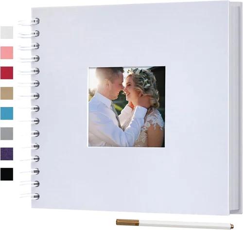 Miniatura 15 de Álbum de fotos para scrapbook DIY de 10 x 10 pulgadas con cubierta de diseño de ventana, 80 páginas, libro de recuerdos de papel para manualidades