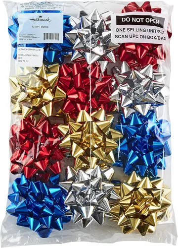 Miniatura 6 de Hallmark - Surtido de lazos para regalos de festividades (12 lazos) brillantes en rojo, azul, dorado, plateado para Navidad, Janucá, cumpleaños