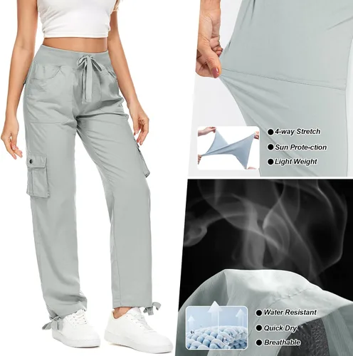 Miniatura 6 de Pantalones cargo para mujer, ligeros, de secado rápido, UPF 50, viajes, golf, safari, senderismo, verano