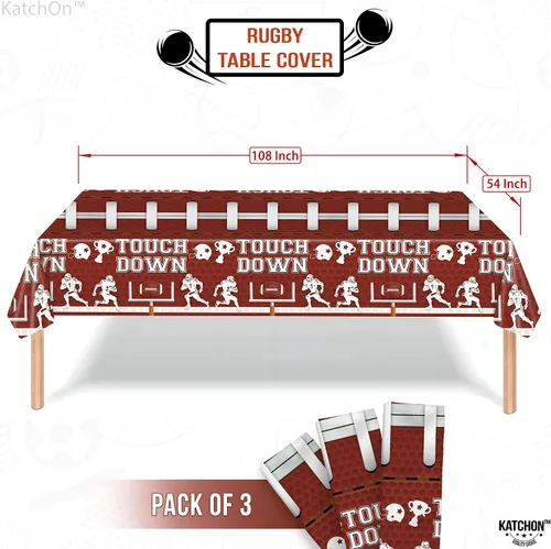 Miniatura 2 de KatchOn, XtraLarge - Mantel de fútbol – Paquete de 3 Decoraciones de fiesta de fútbol Mantel de campo de fútbol marrón Mantel de touchdown