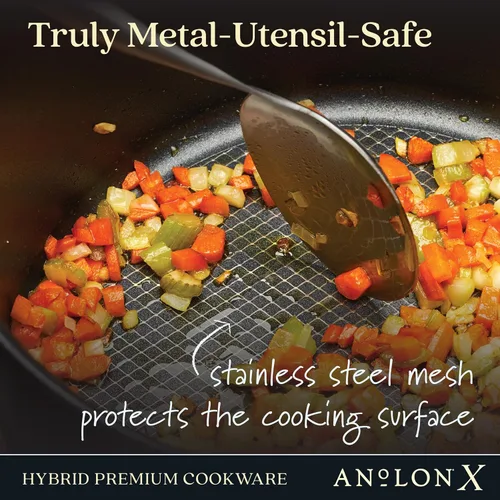 Miniatura 5 de Anolon X SearTech - Saucier antiadherente de aluminio con tapa, 2.5 cuartos de galón, gris súper oscuro