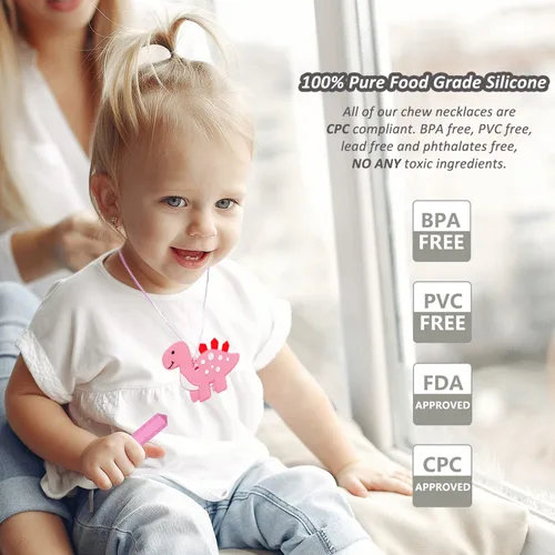 Miniatura 5 de Collar masticable para niños y niñas, paquete de 6 collares masticables sensoriales para niños autistas o adultos con TDAH, SPD, ansiedad, juguete