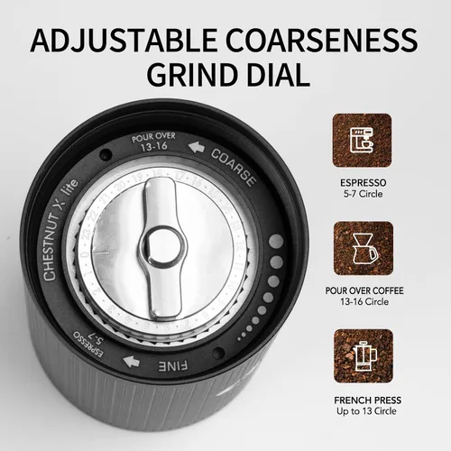 Miniatura 4 de TIMEMORE Molinillo de café manual de acero inoxidable con rebabas cónicas con capacidad de 0.71 oz numérico externo ajustable, molinillo de expressp