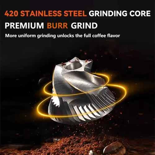 Miniatura 3 de Molinillo de café eléctrico portátil - 38 ajustes de molienda, fresa cónica y cuerpo de acero inoxidable negro, molino recargable para espresso