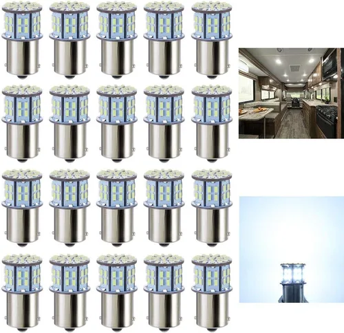 Antline Bombillas LED 1156 1141 1003 7506 BA15S color blanco frío, paquete de 20 unidades, superbrillantes 3014 50-SMD LED de repuesto para