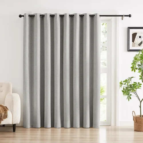 Miniatura 20 de Anpark Cortinas 100% opacas para dormitorio, cortina opaca de lino estilo granja de 84 pulgadas de largo, juego de 2 paneles, cortinas de ventana