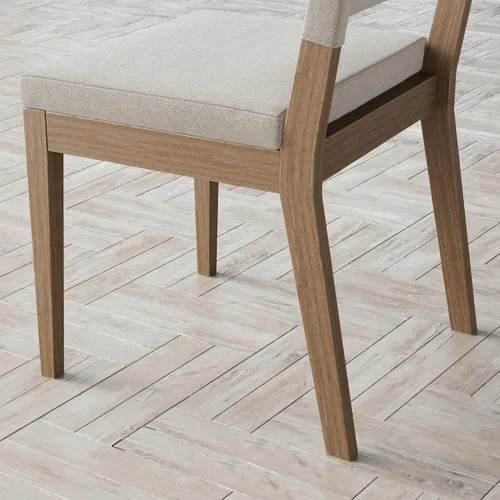 Miniatura 6 de Nathan James - Linus - Moderna silla de comedor tapizada con patas de madera de caucho sólida con acabado cepillado en marrón - Lino natural/marrón