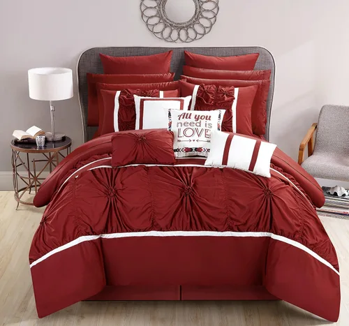 Miniatura 11 de Chic Home – Juego de cama con cobertor, de 16 unidades, Ashville, floral, con volados plisados, cama en una bolsa, color gris., Plateado, King