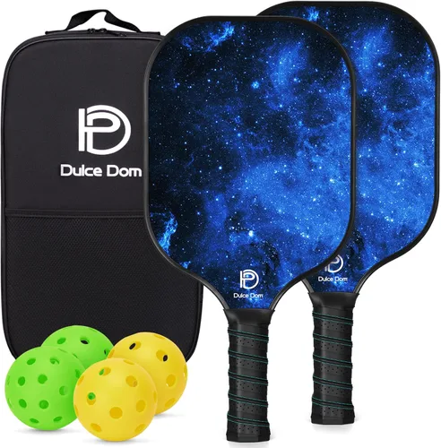 Miniatura 21 de Dulce DOM Juego de 2/4 palas de pickleball aprobadas por USAPA, 4 bolas de pickleball para interiores y exteriores, raqueta de superficie de fibra