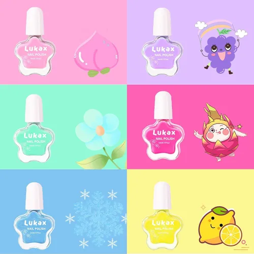 Miniatura 4 de Lukax Juego de esmaltes de uñas para niñas – 6 colores no tóxicos seguros para niños pequeños, a base de agua, despegar y quitar poco olor, kit