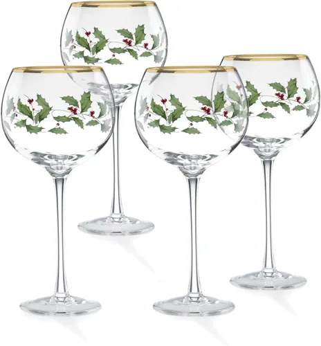 Miniatura 2 de Lenox Vasos altos con diseño navideño, copas para vino, Set de 4, 16 onzas, Transparente