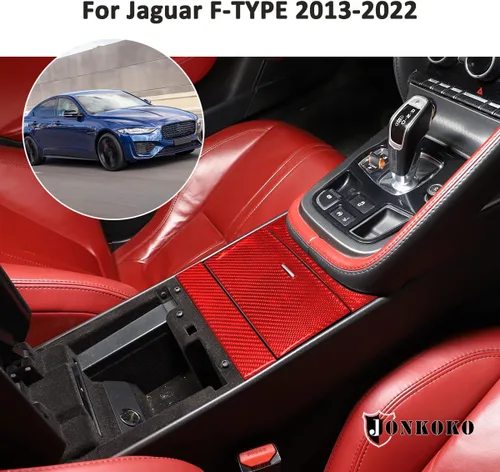 Miniatura 4 de Caja de almacenamiento de control central de fibra de carbono suave, marco adhesivo, cubierta interior para Jaguar F-Type 2013-2024 Accesorios