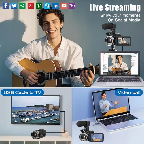 Miniatura 3 de Videocámara FHD 1080P 36MP YouTube Vlogging Cámara Grabadora Pantalla de 3.0 Pulgadas con Rotación de 270 Grados Videocámaras con Zoom Digital 18X