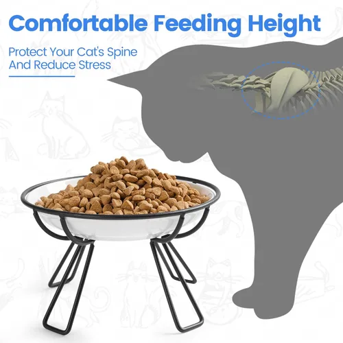 Miniatura 2 de Cuencos Elevados de Cerámica para Gatos - Juego de Cuencos para Gatos Amigable con Vibrissas, Anti-Vómito, Elegante e Higiénico