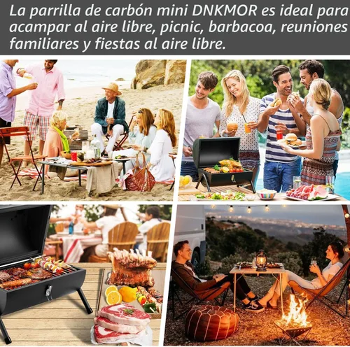 Miniatura 5 de DNKMOR NEGRO - Parrilla de carbón portátil, ahumador de barbacoa al aire libre, parrilla pequeña para cocinar al aire libre, patio trasero