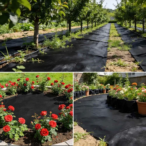 Miniatura 6 de Tela de barrera contra malezas de 4 x 50 pies, tela de paisaje resistente de 3.2 onzas con 20 grapas en forma de U y tijeras de jardín, cubierta