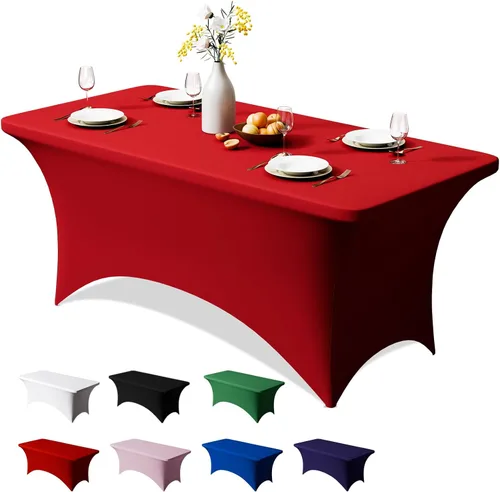 Miniatura 17 de Trlyc Paquete de 1 mantel rectangular de elastano de 4 pies – 48 x 30 pulgadas, resistente a las arrugas, para bodas, fiestas, banquetes, picnic