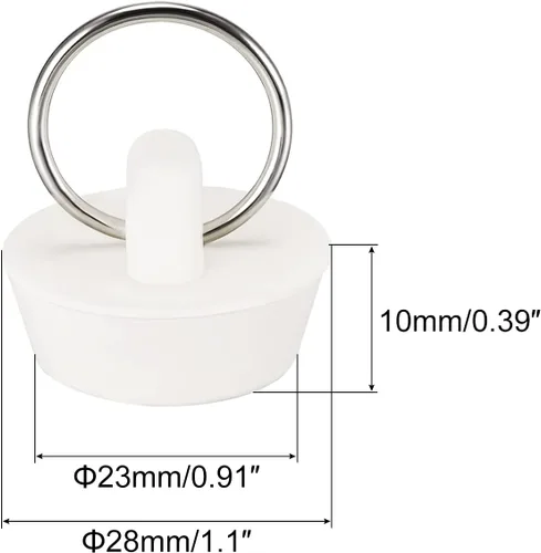 Miniatura 2 de uxcell Tapón de goma para fregadero, tapón de drenaje blanco para drenaje de 1 a 1-1/16 pulgadas con anillo para colgar para tina, cocina y baño, 3
