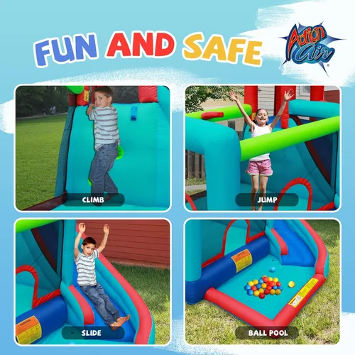 Miniatura 5 de Action Air Bounce House - Casa inflable con soplador para interiores y exteriores - Castillo hinchable con tobogán - Gran área hinchable, amor por