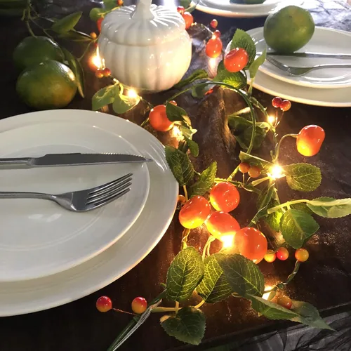 Miniatura 4 de Guirnalda de luces artificiales de frutas y mandarina, luces LED de naranjas, enredaderas colgantes, guirnalda de plantas, bayas artificiales, luz