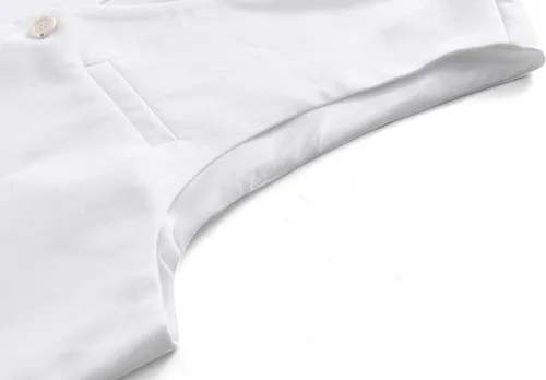 Miniatura 6 de UNINUKOO Chaleco de traje para hombre, ajustado, vestido formal, chaleco casual de cuatro botones, chaleco de traje de esmoquin