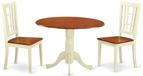 Miniatura 11 de East West Furniture DLNI3-BLK-C - Juego de comedor de 3 piezas que contiene una mesa de comedor redonda con gotas y 2 sillas de cocina tapizadas