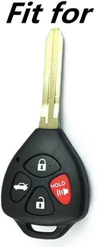 Miniatura 6 de Cuero para Toyota Camry Land Cruiser Matrix Avalon Corolla Remote 4 Botones Llavero Funda Funda Fob Chain (Marrón)