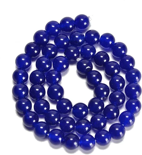 Miniatura 2 de Cuentas sueltas de Gematone Natural Gematone teñido azul zafiro de 0.236 in para hacer joyas, hallazgos de bricolaje, 1 hebra de 15 pulgadas Jade