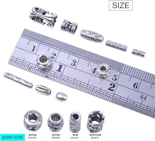 Miniatura 6 de BronaGrand 3.53 oz (alrededor de 250-400 piezas) de plata antigua, cuentas espaciadoras para pulseras, dijes, collares, dijes, accesorios para hacer