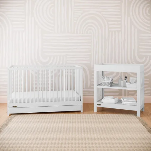Miniatura 4 de Cuna convertible 5 en 1 con cajón Teddi de Graco (blanco) – Certificado GREENGUARD Gold, combinación de cuna con cajón, cajón de almacenamiento