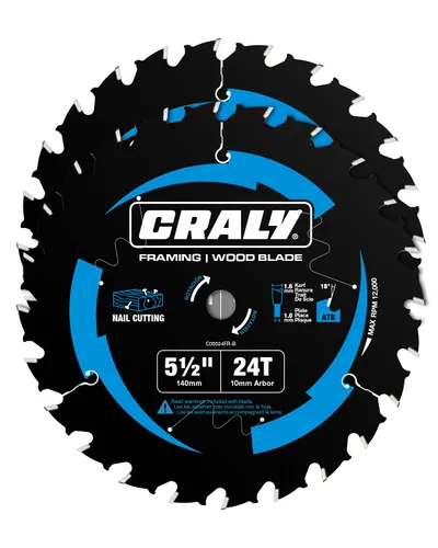 Miniatura 10 de CRALY - Hoja de sierra circular de 5-1/2 pulgadas, 36 dientes, acabado fino para corte de madera, eje de 5/8 pulgadas, punta de carburo, corte