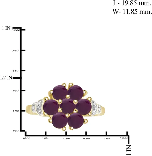 Miniatura 4 de JEWELEXCESS Anillo de diamantes blancos de rubí y acento de 2.30 CTW en oro de 14 quilates sobre plata