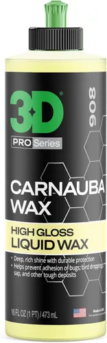 3D Cera de carnauba – Cera líquida brasileña de grado #1 para brillo profundo y protección UV | Fácil aplicación | Segura en todas las pinturas |