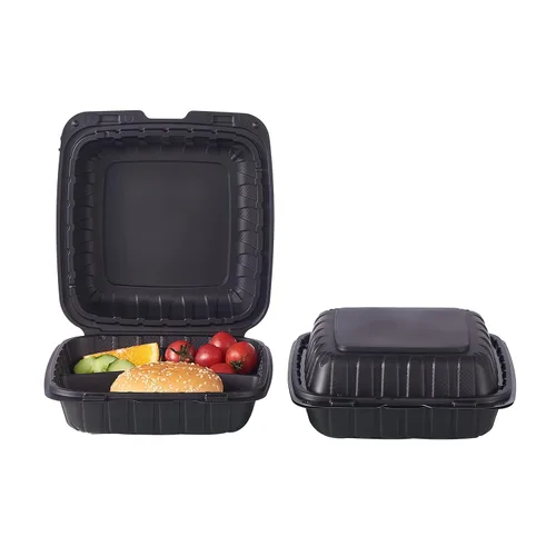 Miniatura 3 de FULING 100 unidades de contenedores desechables de plástico transparente con bisagras para llevar alimentos, 15 cm de ancho, envases desechables