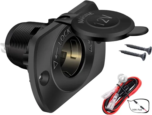 Miniatura 9 de DaierTek Enchufe de encendedor de cigarrillos de automóvil de 12 V hembra de 12 voltios de repuesto con LED azul impermeable para barco, scooter